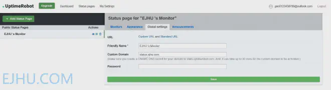 uptime robot 状态页